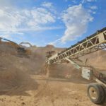 Industrial equipment at work in sandpit