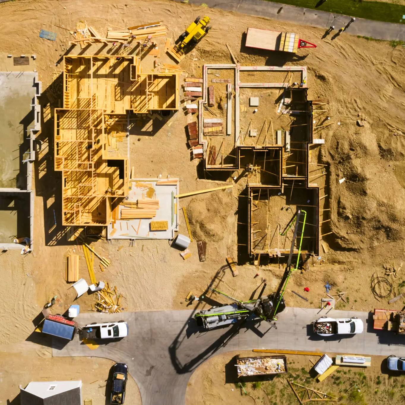 Residential construction in progress overhead
